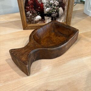 Hand Carved Wood Wine Glass Dough Bowl Holiday Christmas Friend Host Party Gift